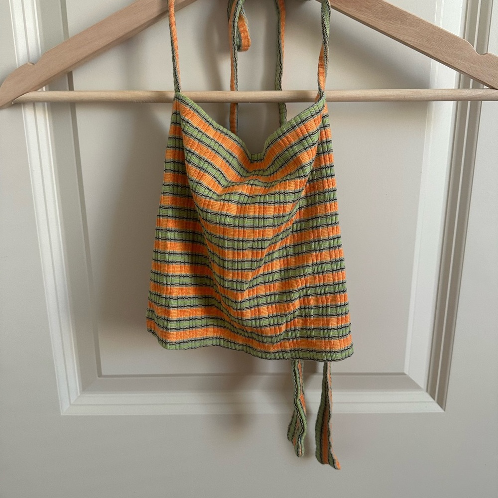 Striped Orange and Green Crop Top